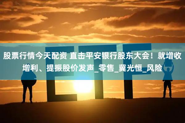 股票行情今天配资 直击平安银行股东大会！就增收增利、提振股价发声_零售_冀光恒_风险